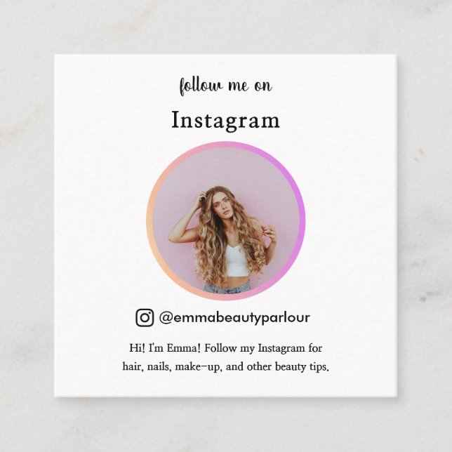 follow me Instagram business/personal trendy Calling Card (Front)