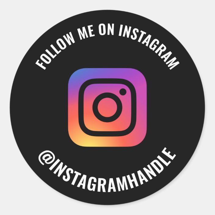 Follow me Instagram logo social media marketing Classic Round Sticker ...