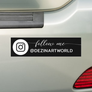 Follow Me Instagram Social Media Page Black White Bumper Sticker