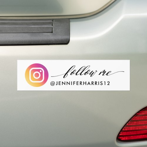 Follow Me Modern Instagram Social Media Bumper Sticker