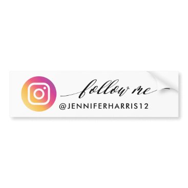 Follow Me Modern Instagram Social Media Bumper Sticker