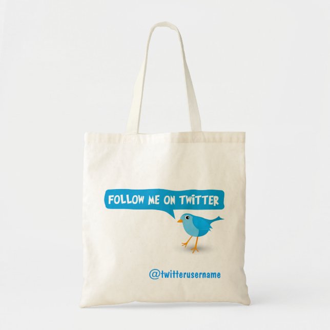 Follow Me On Twitter Blue Bird Budget Tote Bags (Front)