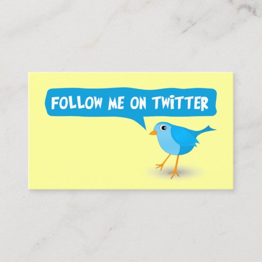 Customizable Follow Me On Twitter Yellow Profile Business Cards