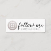Follow Me Social Media Instagram Silver Grey Mini Business Card (Front)