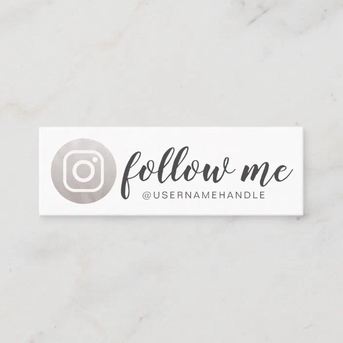 Follow Me Social Media Instagram Silver Grey Mini Business Card Zazzle Com