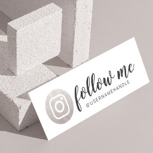 Follow Me Social Media Instagram Silver Grey Mini Business Card