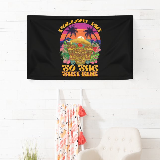 Follow Me To The Tiki Bar Hawaiian Luau Party  Banner (Insitu)