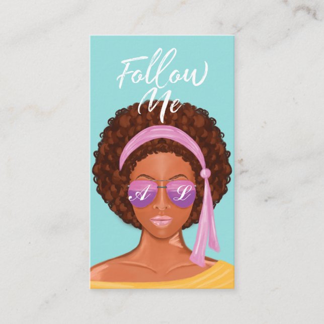 Follow Me Trendy Modern Beach Beauty Social Media Business Card (Front)