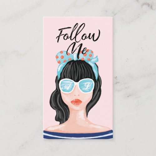 Follow Me Trendy Modern Beach Beauty Social Media Business Card