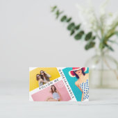 Follow Me Trendy Social Media Photo Layout White Business Card (Standing Front)