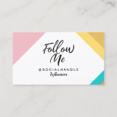 Follow Me Trendy Social Media Photo Layout White Business Card (Back)