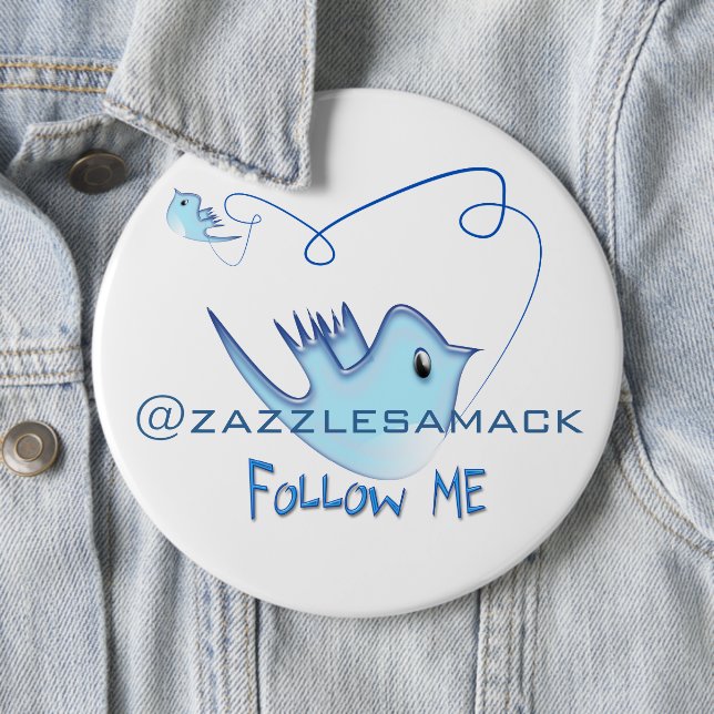 Follow ME Twitter  Gifts and Swirls T-shirts Pinback Button (In Situ)