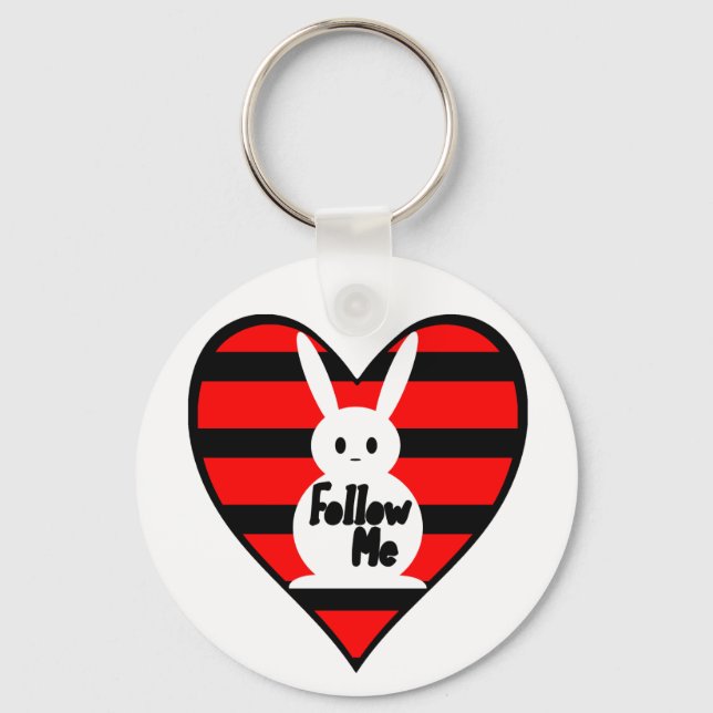 Follow Me White Rabbit Keychain (Front)