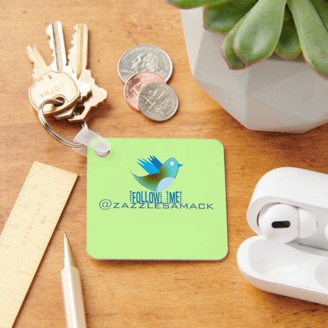Follow Me @ YOUR Twitter Address Keychain (Desk)