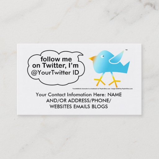 Customizable Follow Me @ (YourNameHere) Business Calling Cards Business Card