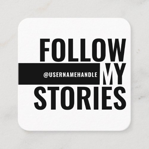 Follow My Instagram Stories Black Social Media Square Business Card