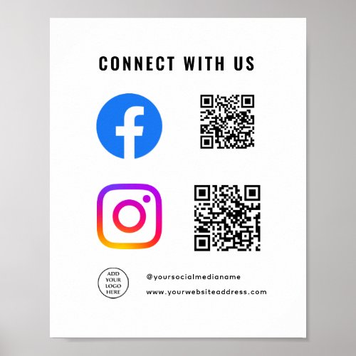 Follow Scan Connect With Us QR Code Logo Here Poster