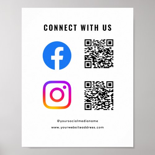 Follow Scan Connect With Us QR Code Social Media Poster