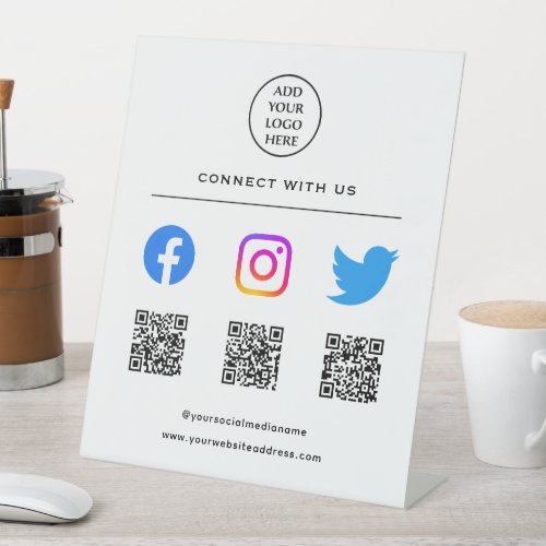 Follow Scan Me Connect With Us QR Code Your Logo Pedestal Sign