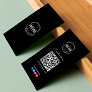 Follow Scan To Connect With Us QR Code Black White Business Card