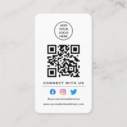 Follow Scan To Connect With Us QR Code Your Logo Business Card