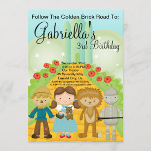 Follow the Golden Brick Road Birthday Invite