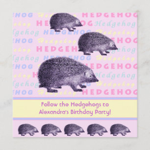 Follow the Hedgehogs Little Girl's Birthday Party Invitation