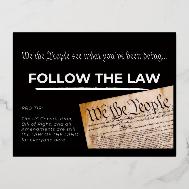 FOLLOW THE LAW FOIL HOLIDAY POSTCARD (Front)