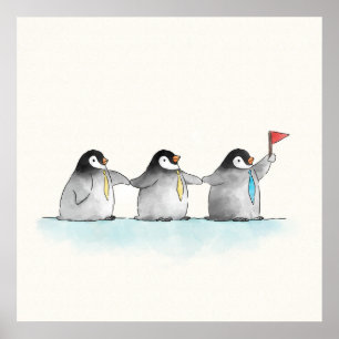 Follow the Leader Penguins Poster