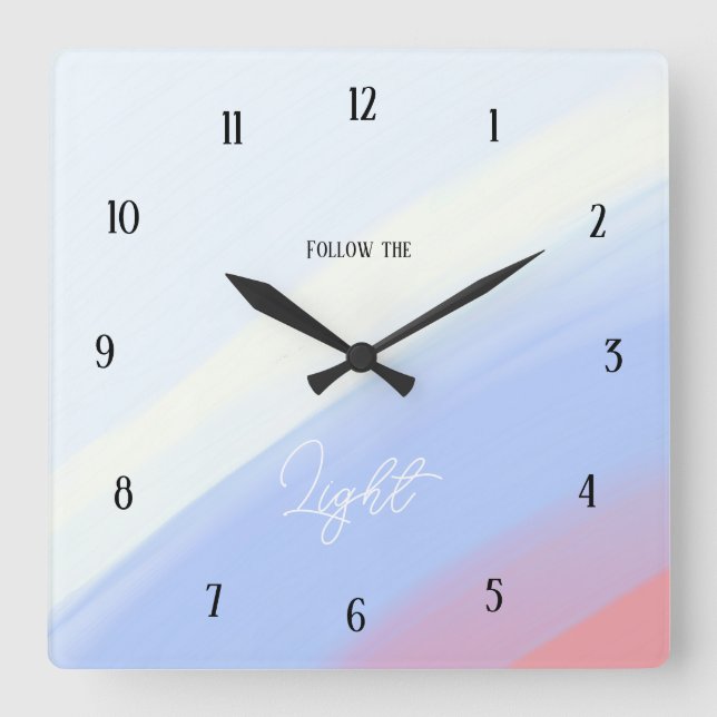 Follow the Light – Inspirational Gradient Square Wall Clock (Front)