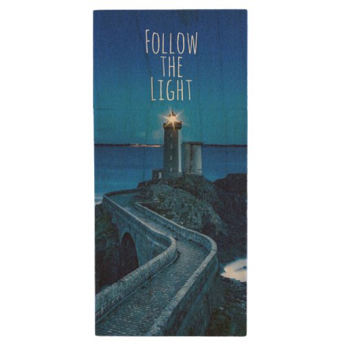 Follow the Light Lighthouse Wood USB Flash Drive