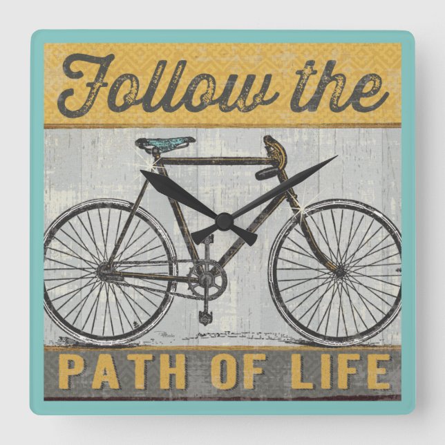 Follow The Path of Life Quote Square Wall Clock (Front)