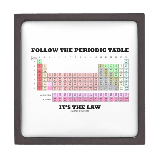 Follow The Periodic Table It's The Law (Chemistry) Keepsake Box