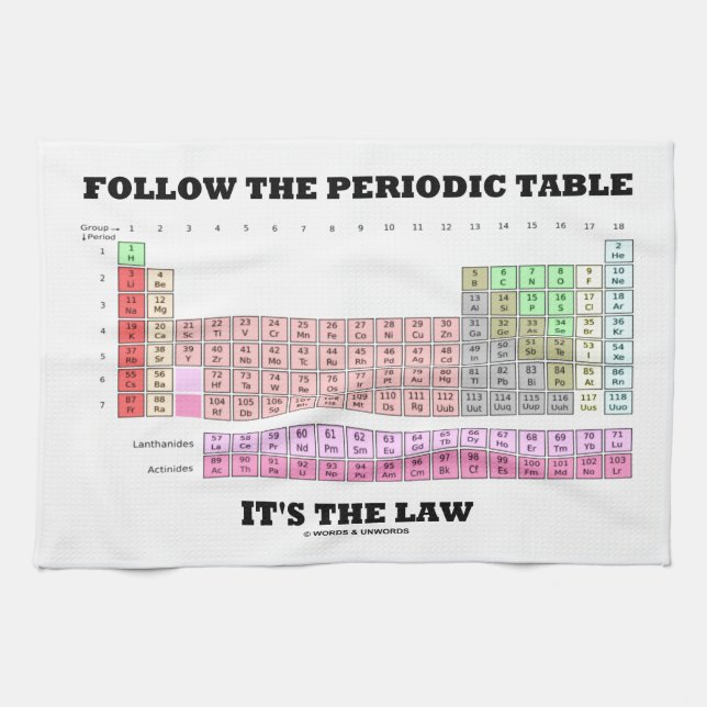 Follow The Periodic Table It's The Law (Chemistry) Kitchen Towel (Horizontal)