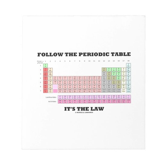 Follow The Periodic Table It's The Law (Chemistry) Notepad