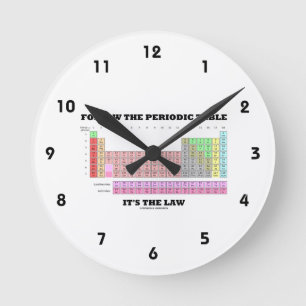 Follow The Periodic Table It's The Law (Chemistry) Round Clock