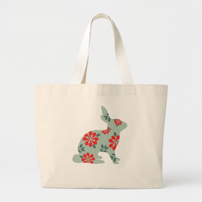 Follow the rabbit Alice matrix fair isle print Large Tote Bag (Front)