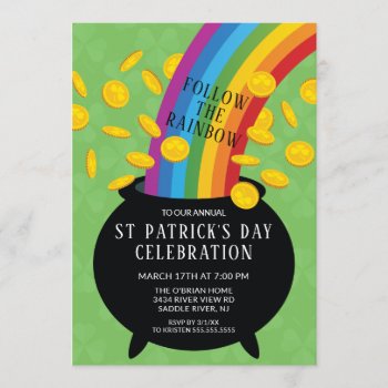 Follow The Rainbow St Patrick's Day Party Invitation by invitationstop at Zazzle