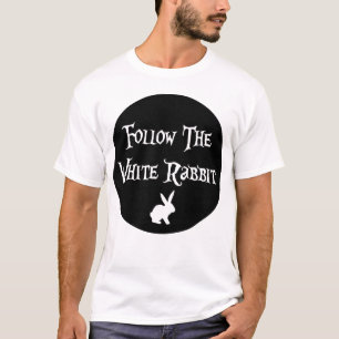 Follow the White Rabbit Alice, black circle T-Shirt
