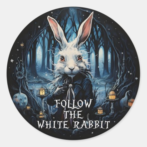 Follow the White Rabbit Alice in Wonderland Classic Round Sticker