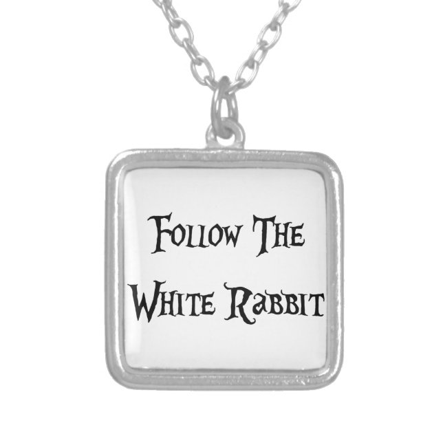 Follow the White Rabbit Alice Silver Plated Necklace (Front)