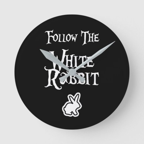 Follow the White Rabbit Round Clock