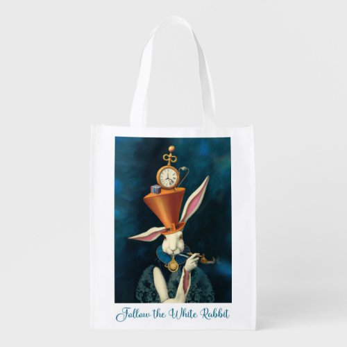 Follow the white rabbit tote bag