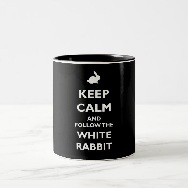 Follow the white rabbit Two-Tone coffee mug (Center)