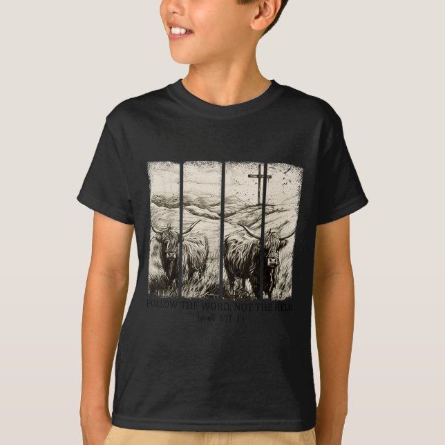 Follow The Word Not The Herd Western Christian Jes T-Shirt (Front)