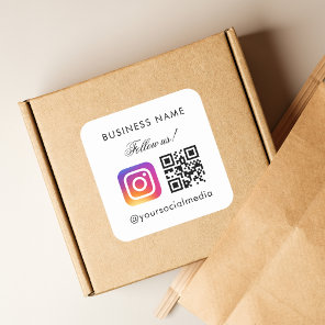 Follow Us Custom QR Code Business Name Instagram Square Sticker