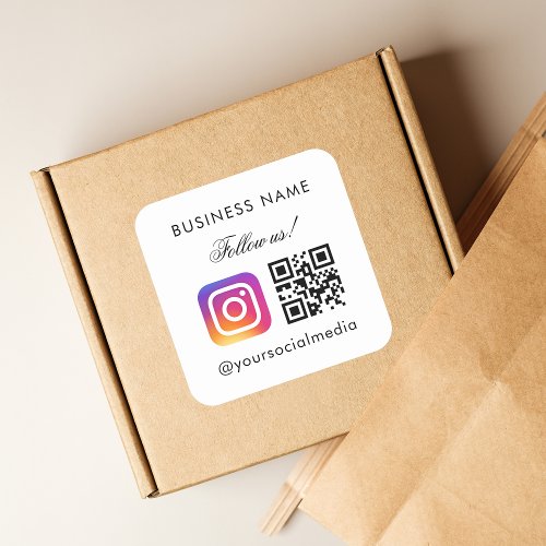 Follow Us Custom QR Code Business Name Instagram Square Sticker