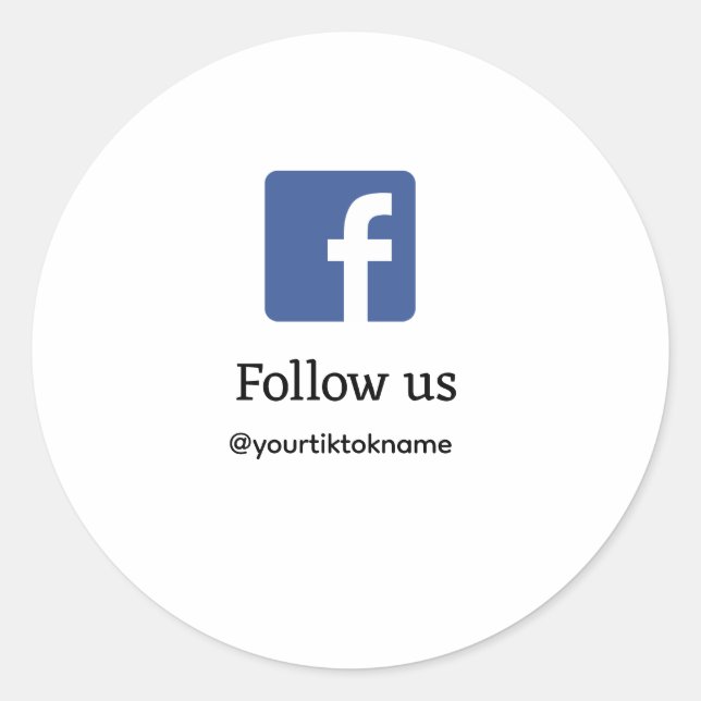 follow us facebook username social media add QR  Classic Round Sticker (Front)