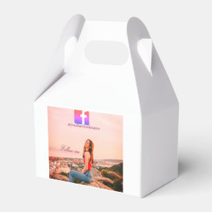 follow us facebook username social media photo favor boxes