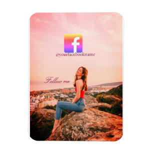 follow us facebook username social media photo  magnet